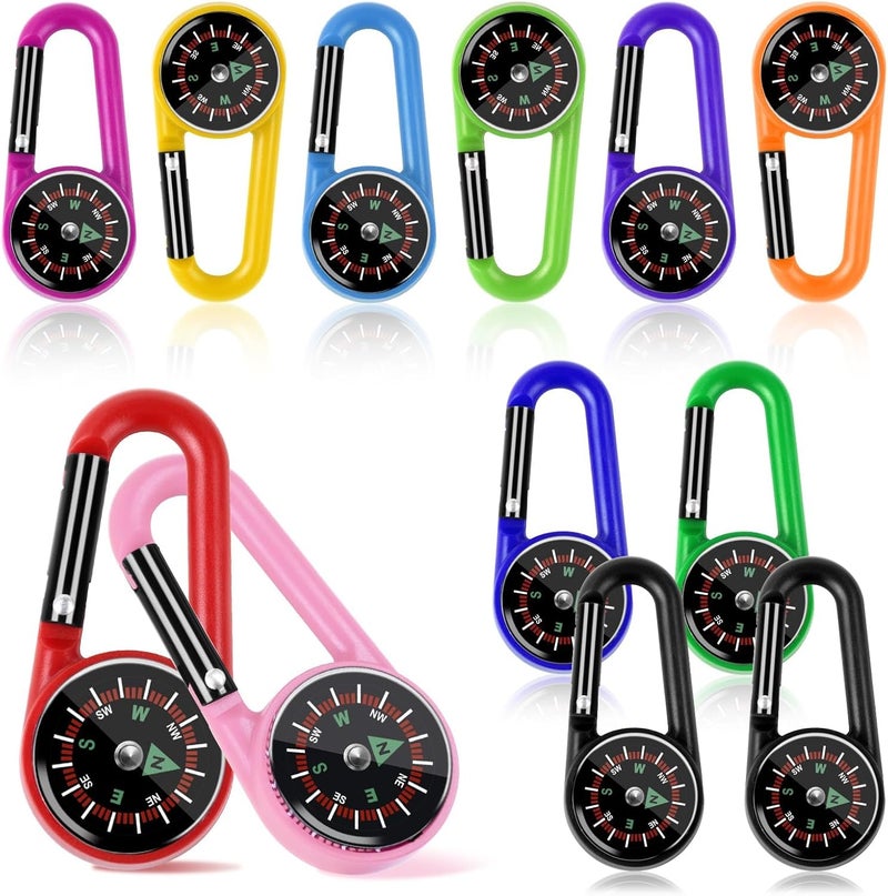 Taikula 12 Pcs Mini Compass Keychain for Kids Bulk, Small Pocket Magnetic Compass Survival Hiking for Outdoor Survival Camping Party Backpacking Accessory - Image 1